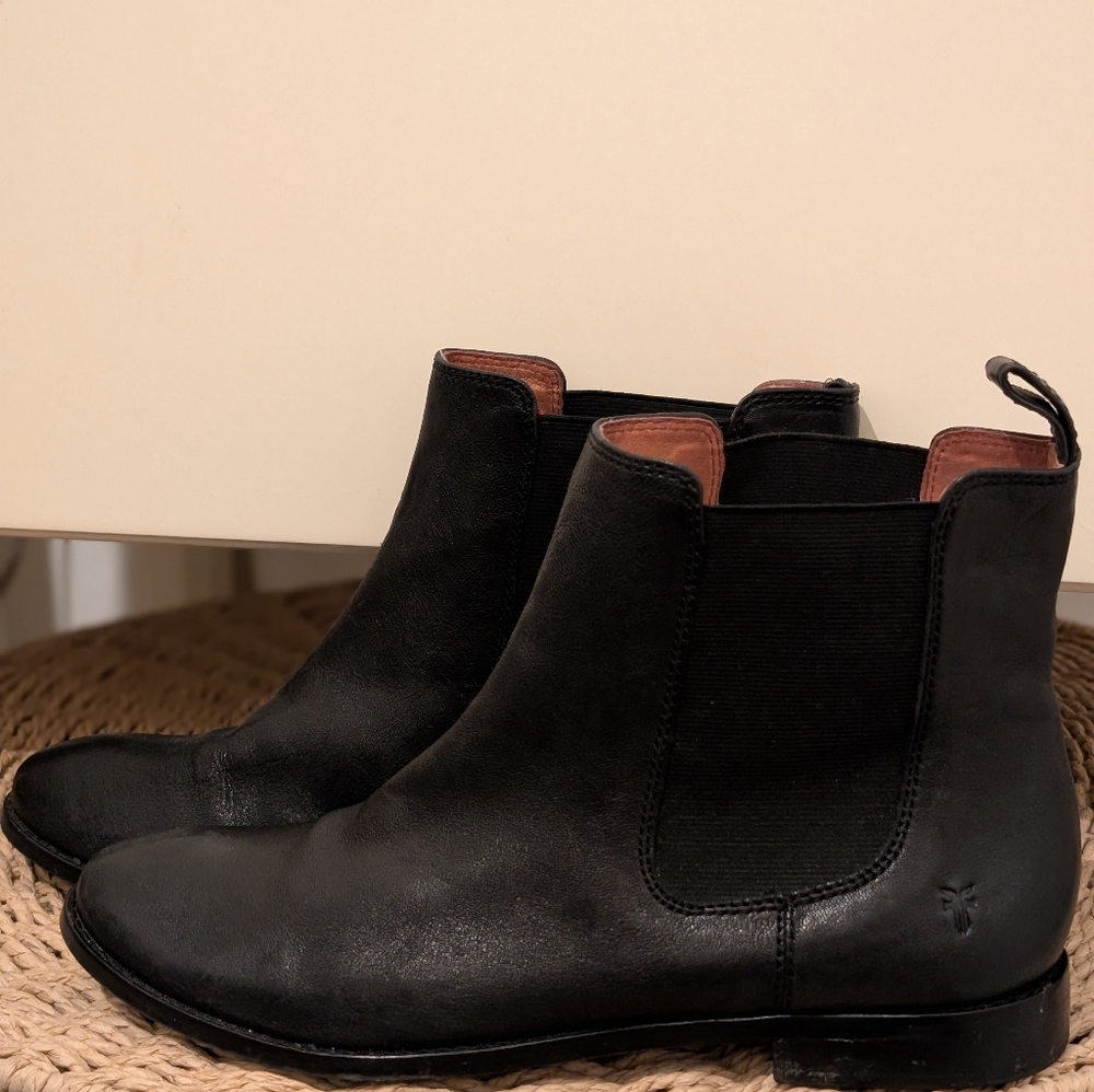 Frye Black Leather Ankle Booties